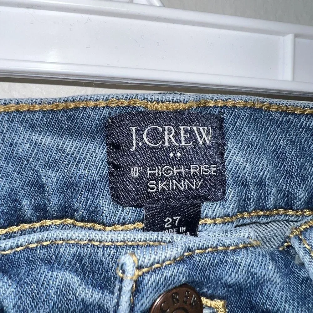J Crew Women's High Rise Skinny Jeans Sz 27 Button Fly 10
